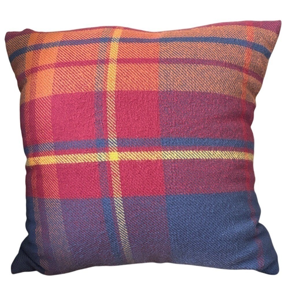 Sonoma Oversized Fall Plaid Square Throw Pillow (Red, Orange, Blue, Purple) 20"